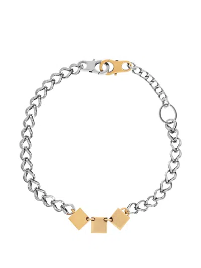 Versace Cube-charm Keychain In Silver