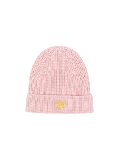 Versace Kids' Medusa Head-embroidered Beanie In Pink