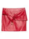 Versace Leather Mini Skirt In Burgundy