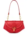Versace Curved-flap Leather Shoulder Bag In Red
