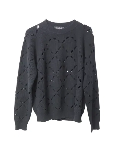 Pre-owned Versace Cut-out Detail Crew-neck Sweater In Black