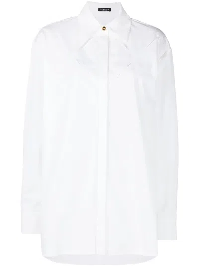 Versace Cut-out Detail Long-sleeve Shirt In White