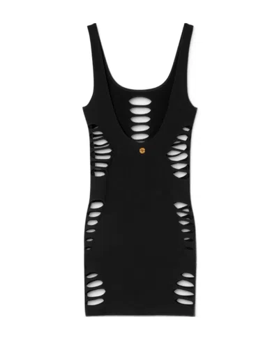 Versace Cut-out Detail Mini Dress In Black