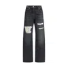 Versace Chainmail-insert Distressed Straight-leg Pants In Black