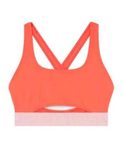 Versace Cut-out Detailing Bikini Top In Orange