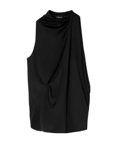 Versace Cut-out Halterneck Top In Black