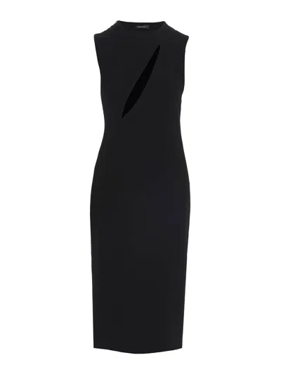 Versace Cut-out Black Midi Dress With Side Split