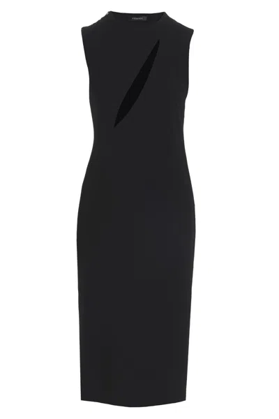 Versace 'cut Out Midi' Dress In Schwarz