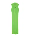 Versace Ribbed Knit Midi Dress With Front Cutout In Green
