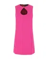 Versace Mini Dress In Stretch Crepe With Front Cut-out In Pink