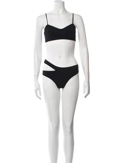 Pre-owned Versace Cutout Accent Bikini W/ Tags In Black