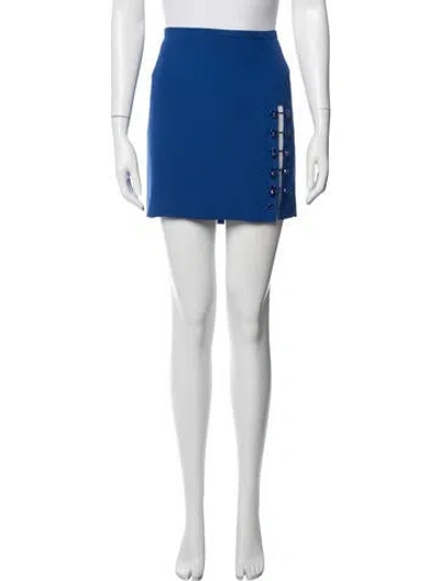 Pre-owned Versace Cutout Accent Mini Skirt In Blue