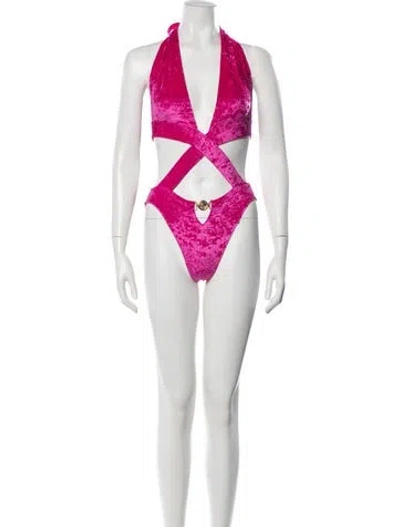 Pre-owned Versace Cutout Accent One-piece In Pink