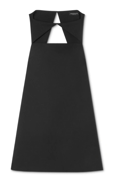 Versace Cutout Wool-blend Mini Dress In Black