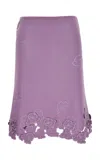 Versace Cutout Silk Satin Knee-length Skirt In Purple