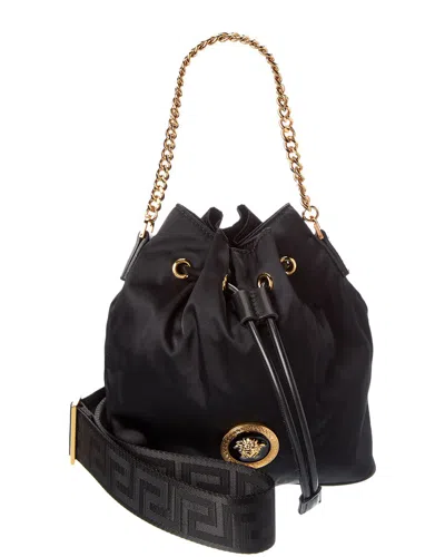 Versace Dahlia Small Nylon & Leather Bucket Bag