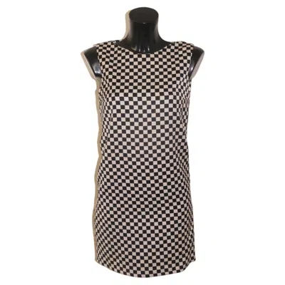 Pre-owned Versace Damier Black White Check Dress Fall Winter 1995 Knit Designer Dress