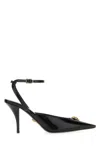 Versace La Medusa 85 Calf Leather Slingback Pumps In Black