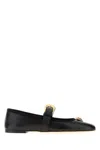 Versace Nappa Leather Flat Ballerinas With Buckle Detail In Black