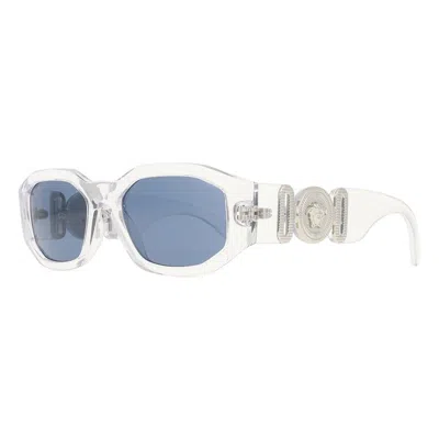 Versace Dark Blue Geometric Unisex Sunglasses Ve4361 148/80 53 In White