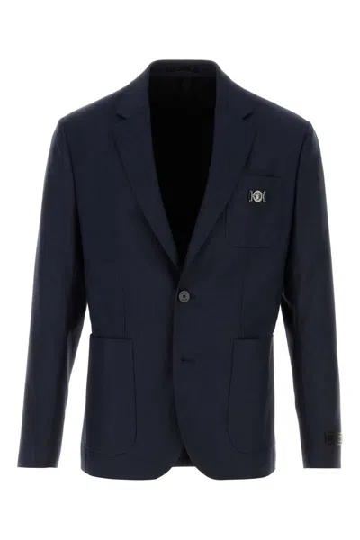 VERSACE DARK BLUE WOOL BLAZER