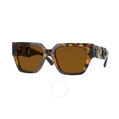 Versace Dark Bronze Square Ladies Sunglasses Ve4409 511963 53 In Bronze / Dark