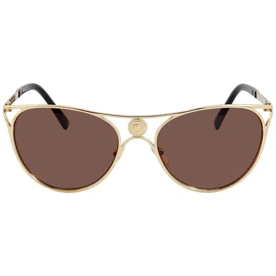 Versace Dark Brown Butterfly Ladies Sunglasses Ve2237 125273 57 In Gold