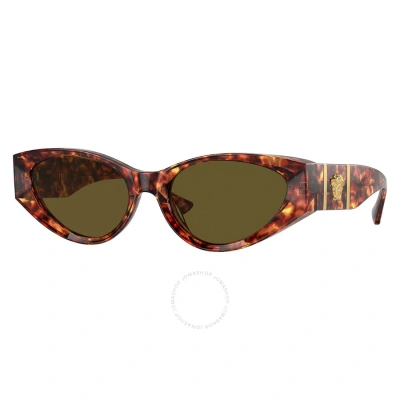 Versace Dark Brown Cat Eye Ladies Sunglasses Ve4454 543773 55 In Brown / Dark