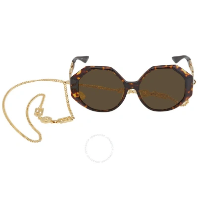 Versace Dark Brown Geometric Ladies Sunglasses Ve4395 534673 59