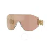 Versace Dark Brown Mirror Rose Gold Shield Unisex Sunglasses Ve2258 10027j 45