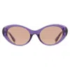 Versace Dark Brown Oval Ladies Sunglasses Ve4455u 5353/3 53 In Purple