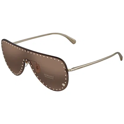 Versace Dark Brown Shield Ladies Sunglasses Ve2230b 125273 45 In Pattern