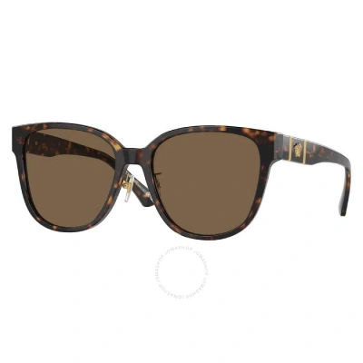 Versace Dark Brown Square Ladies Sunglasses Ve4460d 108/73 57 In Brown / Dark