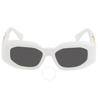 Versace Dark Gray Irregular Men's Sunglasses Ve4425u 314/87 54 In Dark / Gray / White