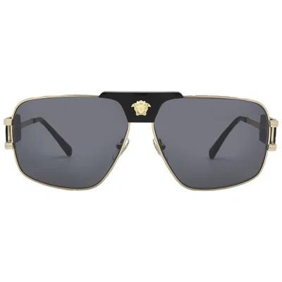 Versace Dark Gray Navigator Men's Sunglasses Ve2251 100287 63 In Grey