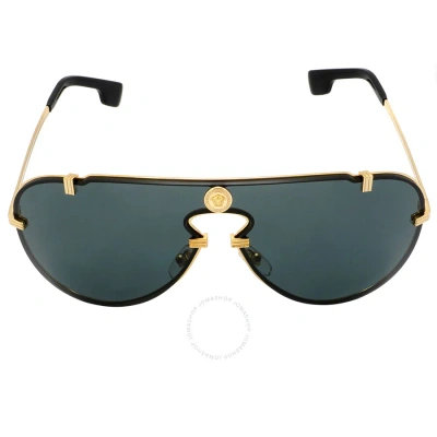 Versace Dark Gray Pilot Men's Sunglasses Ve2243 100287 43 In Dark / Gold / Gray