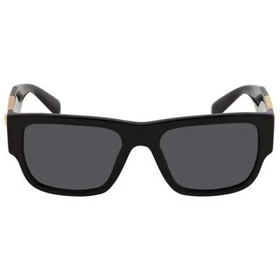 Versace Dark Gray Rectangular Men's Sunglasses Ve4406 Gb1/87 56 In Grey