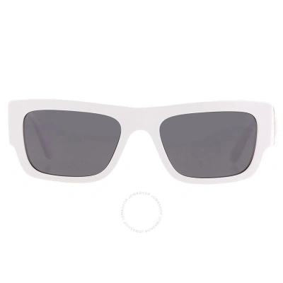 Versace Dark Gray Rectangular Men's Sunglasses Ve4416u 314/87 53 In Dark / Gray / White