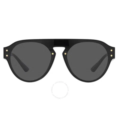 Versace Dark Gray Square Men's Sunglasses Ve4420 Gb1/87 44 In Black / Dark / Gray