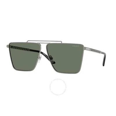 Versace 64mm Oversize Pillow Sunglasses In Gunmetal Green
