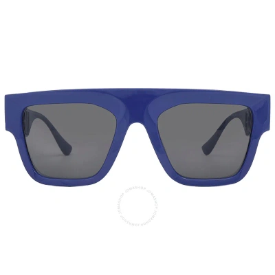 Versace Dark Grey Browline Men's Sunglasses Ve4430u 529487 53 In Blue / Dark / Grey