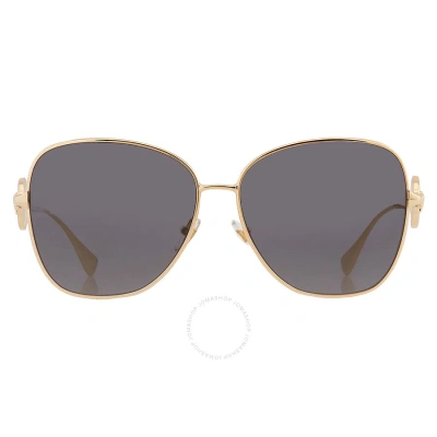 Versace Dark Grey Butterfly Ladies Sunglasses Ve2256 100287 60 In Dark / Gold / Grey