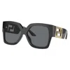 Versace Greca Square-frame Sunglasses In Black