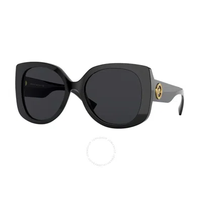 Versace Dark Grey Butterfly Sunglasses Ve4387f Gb1/87 56 In Black