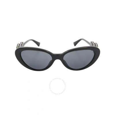 Versace Dark Grey Cat Eye Ladies Sunglasses Ve4433u Gb1/87 54 In Black / Dark / Grey