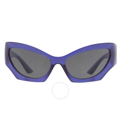 Versace Dark Grey Cat Eye Ladies Sunglasses Ve4450 541987 60 In Dark / Grey / Violet