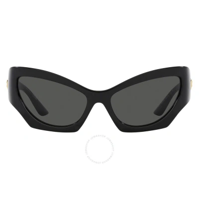Versace Dark Grey Cat Eye Ladies Sunglasses Ve4450 Gb1/87 60 In Black / Dark / Grey