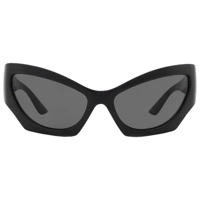 Versace Dark Grey Cat Eye Ladies Sunglasses Ve4450 Gb1/87 60 In Black