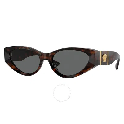 Versace Dark Grey Cat Eye Ladies Sunglasses Ve4454 542987 55 In Dark / Grey
