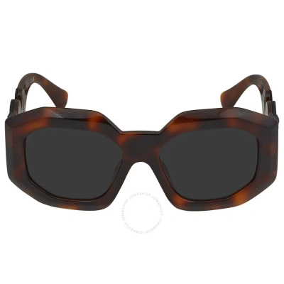 Versace Dark Grey Irregular Ladies Sunglasses Ve4424u 521787 56 In Dark / Grey